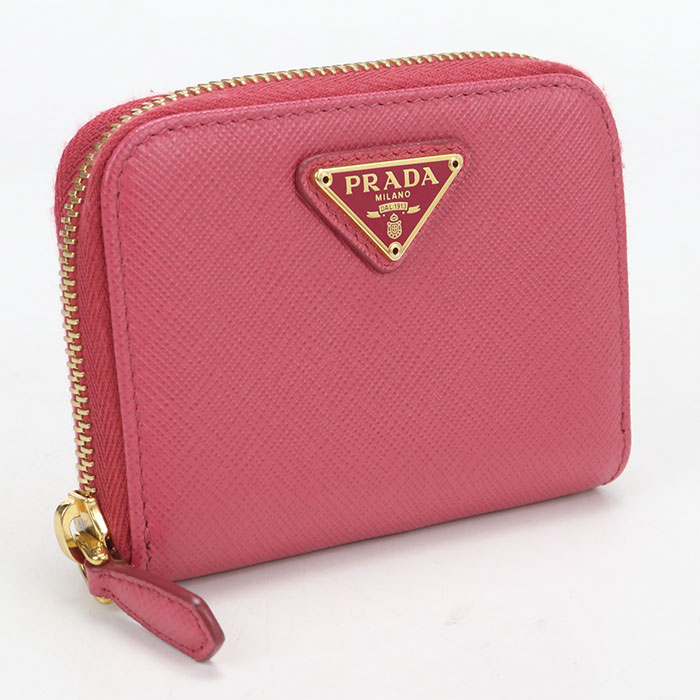 乐天商城 - 【中古良品】PRADA プラダ 小銭入れ 1MM268 コインケース サフィアーノトライアングル レディース ピンク