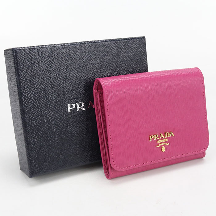 Rakuten - 【中古良品】PRADA プラダ 三つ折り財布 1MH176 レザー 財布 ヴィッテロムーブ レディース ピンク