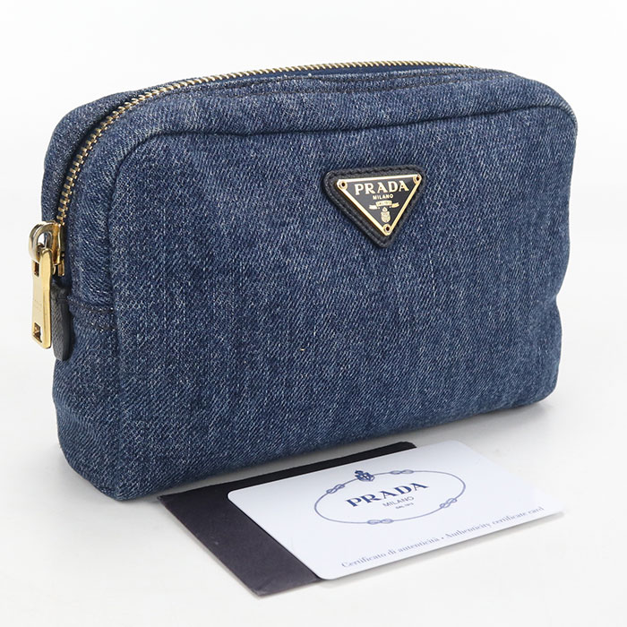 Rakuten - 【中古良品】PRADA プラダ ポーチ 1NA021 トライアングル レディース ブルー