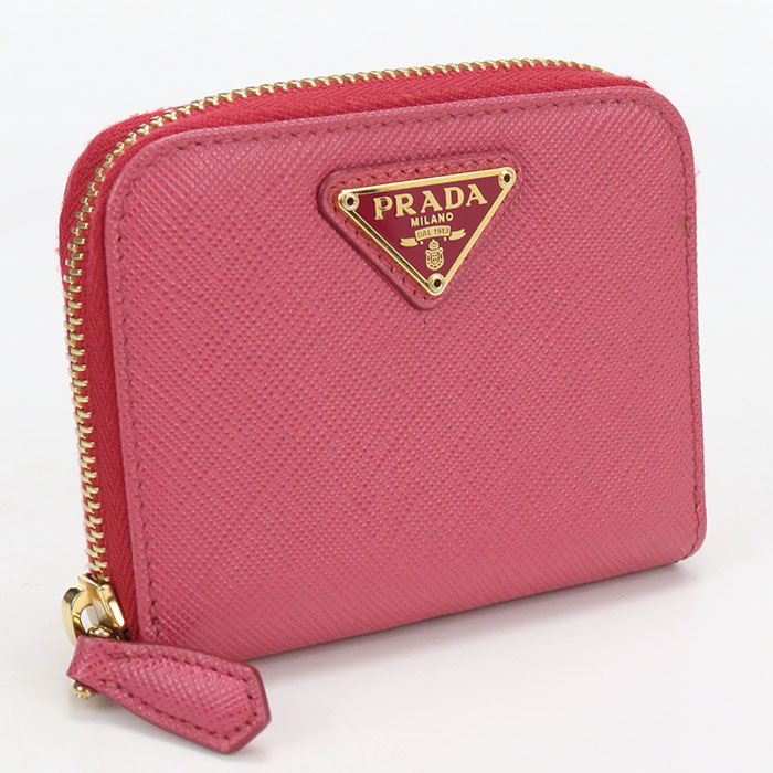 Rakuten - 【中古良品】PRADA プラダ 小銭入れ 1MM268 コインケース サフィアーノトライアングル レディース ピンク