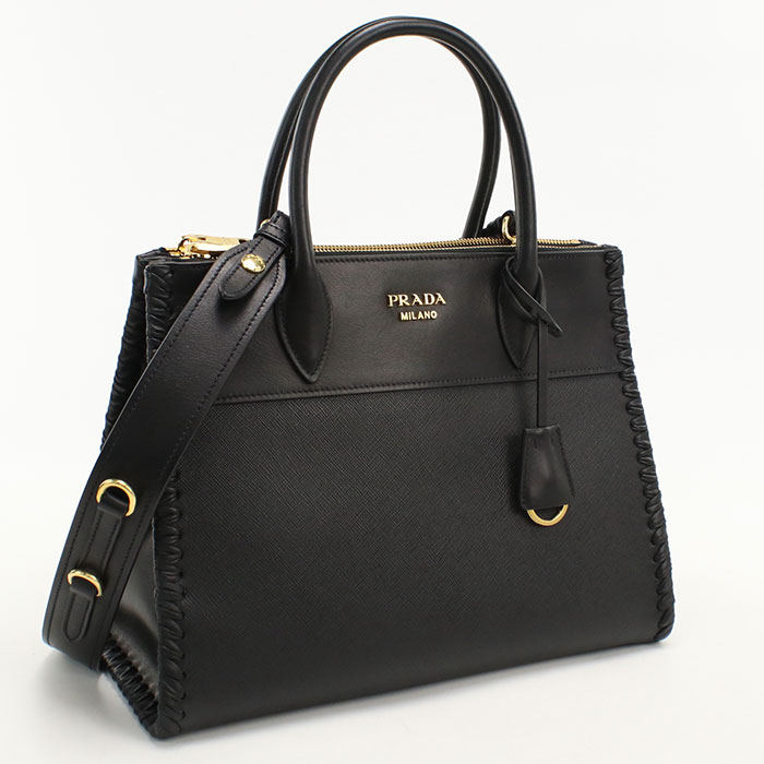 乐天商城 - 【中古良品】PRADA プラダ トートバッグ 2WAY サフィアーノレザー レディース ブラック