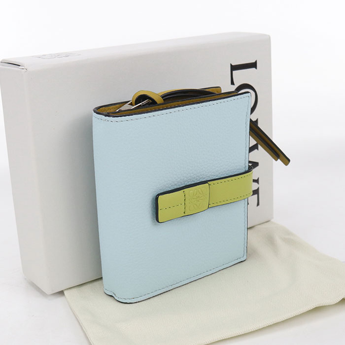LOEWE ロエベ 二つ折り財布 C660Z41X02 コンパクトジップウォレット レディース ブルー