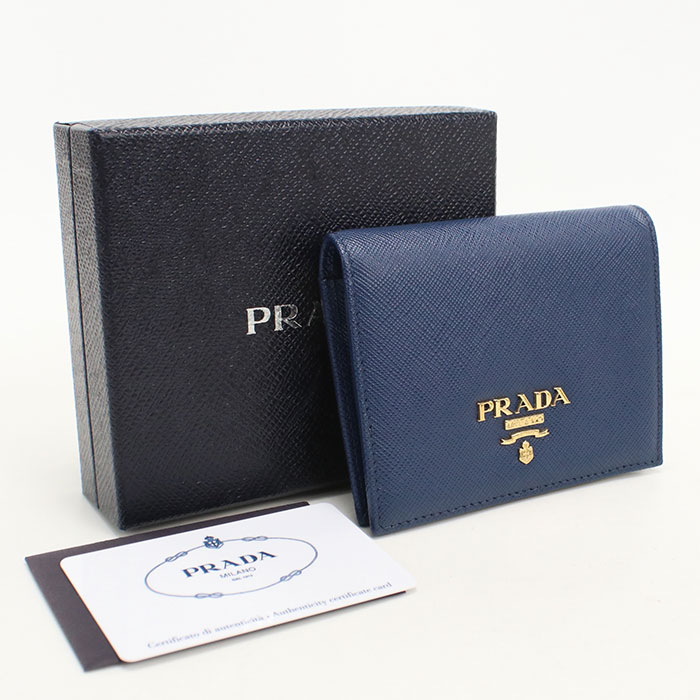 楽天市場】プラダ prada ネイビー 二つ折りの通販