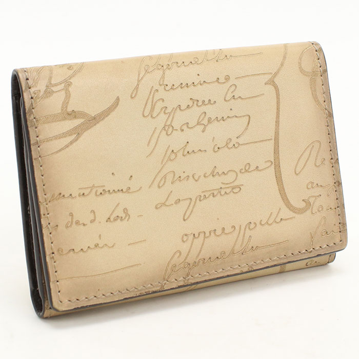 【中古良品】Berluti ベルルッティ 名刺入れ フラップ カードホルダー インブイア メンズ ベージュ