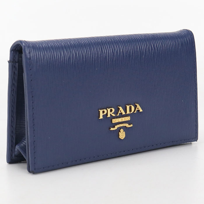 【中古良品】PRADA プラダ 名刺入れ サフィアーノレザー レディース ブルー
