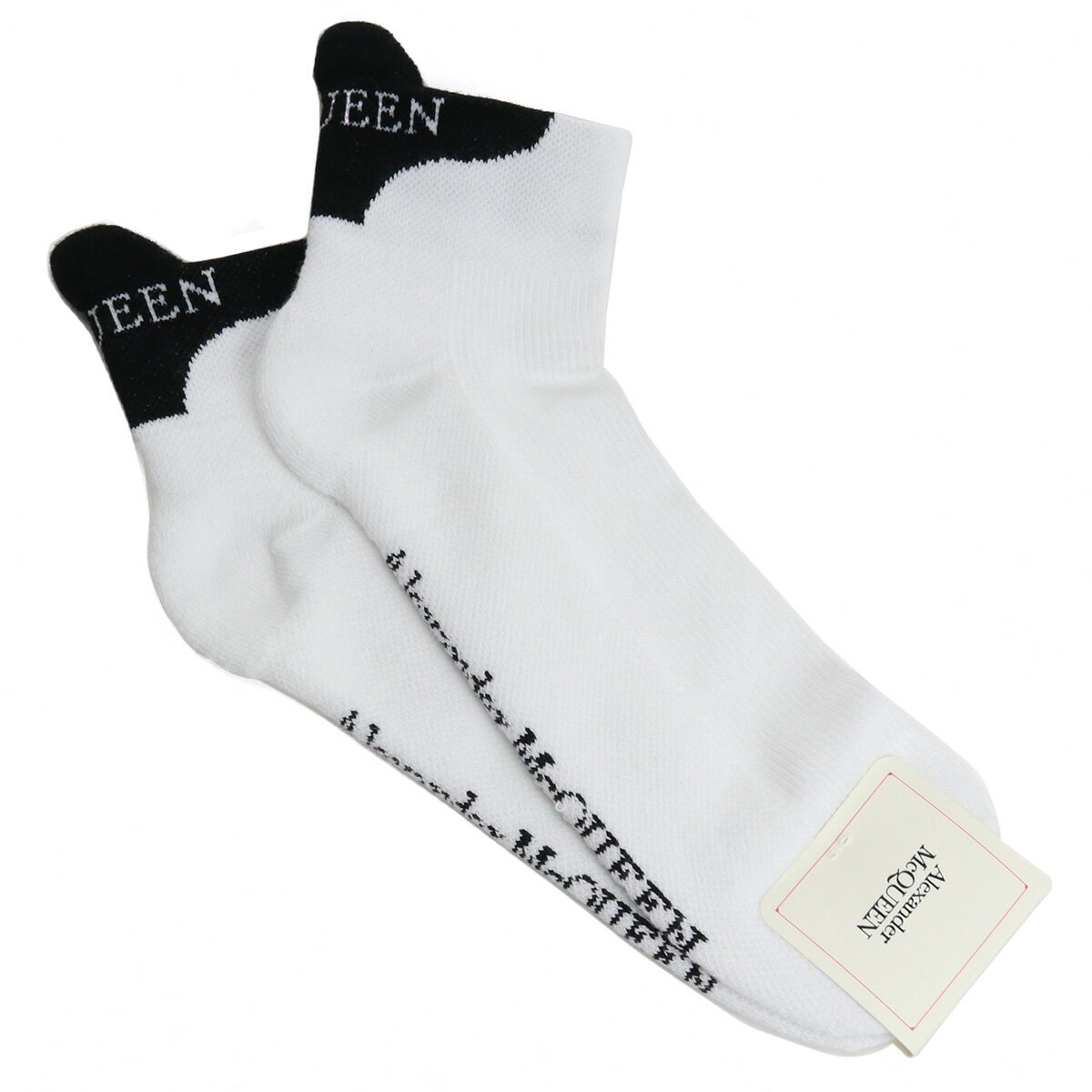 【均一セール】アレキサンダーマックイーン Alexander McQueen メンズ－ソックス 572016　4B67Q　9060 ホワイト系 ブラック socks-01 父の日