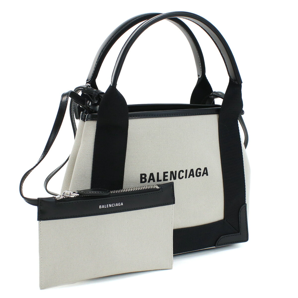 ハンドバッグ 【5/10限定P10倍】バレンシアガ BALENCIAGA ハンドバッグ　 ブランド　ネイビーカバ　ロゴ 390346　2HH3N　9260 ホワイト系 ブラック　bag-01