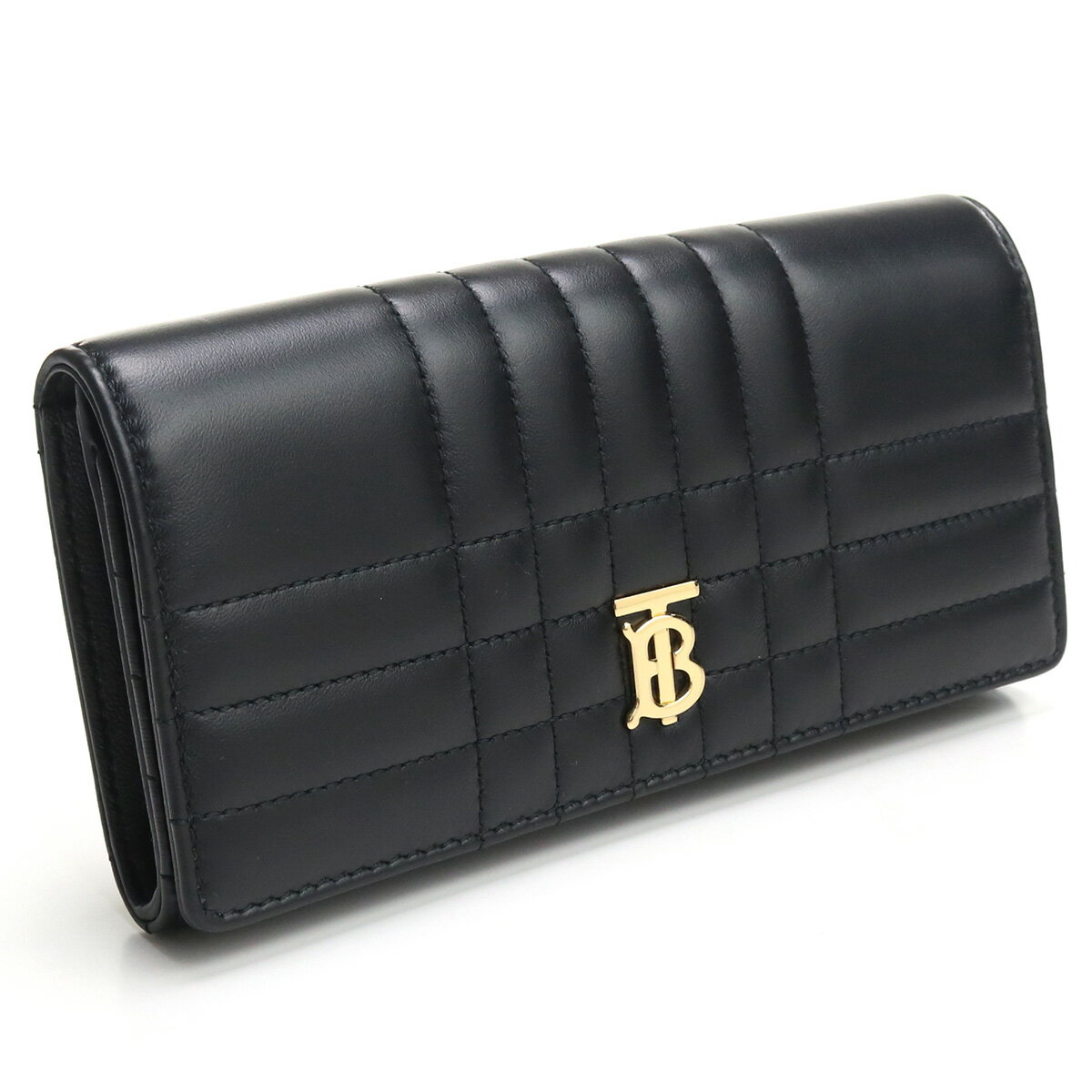 バーバリー BURBERRY 長財布二折り 財布 ブランド 8062339　A1189 LOLA キルティング ライトゴールド BLACK-LIGHT GOLD ブラック wallet-01 new-02