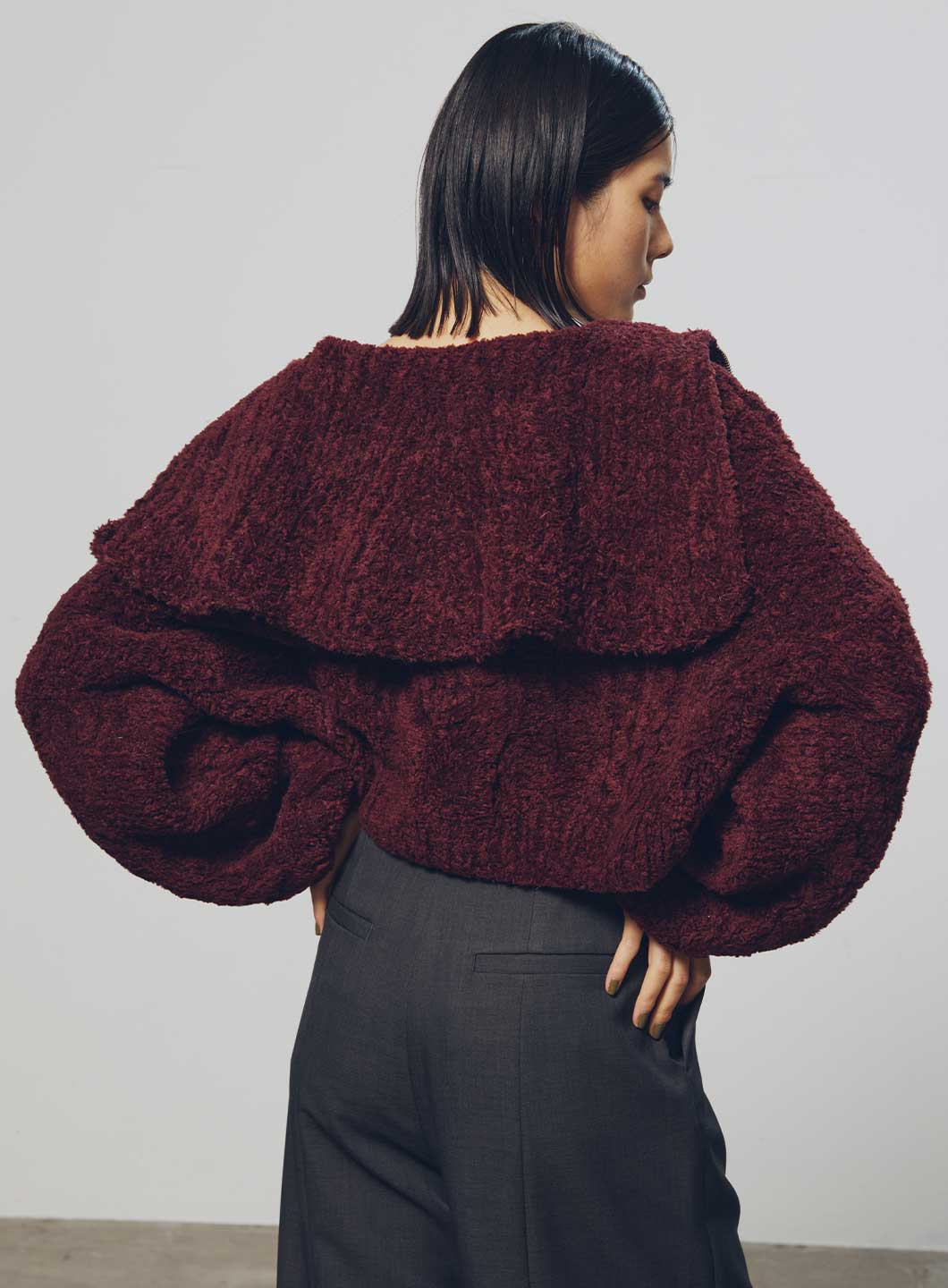 ビッグカラー手編みジップカーディガン COEL コエル