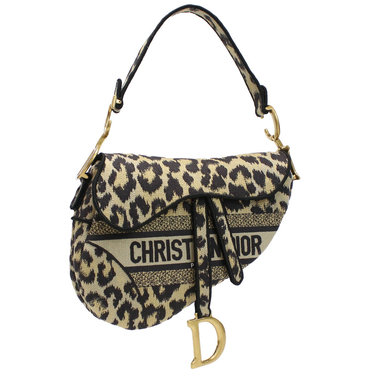 【5/18-20日限定！P10倍】ディオール Christian Dior ハンドバッグ ブランド mizza サドルバッグ レオパード ロゴ M0446 CRHM 918 ベージュ系 マルチカラー bag-01