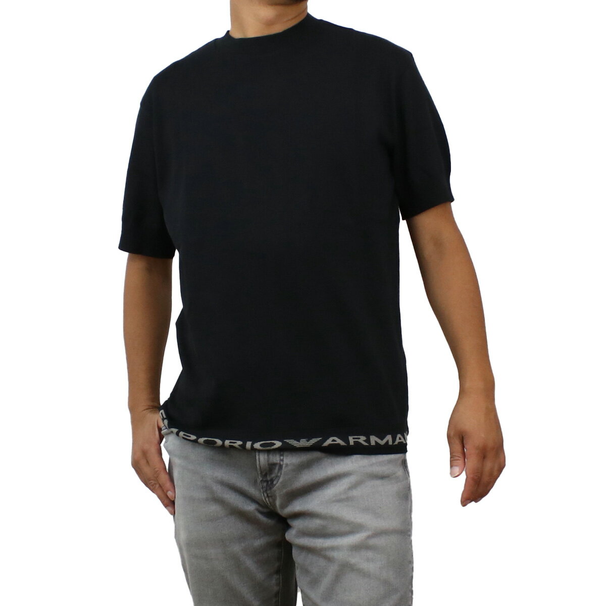 エンポリオ・アルマーニ エンポリオ・アルマーニ EMPORIO ARMANI メンズ－Tシャツ ブランド 6R1TEB　1JFIZ　0091 BLACK ブラック　apparel-01