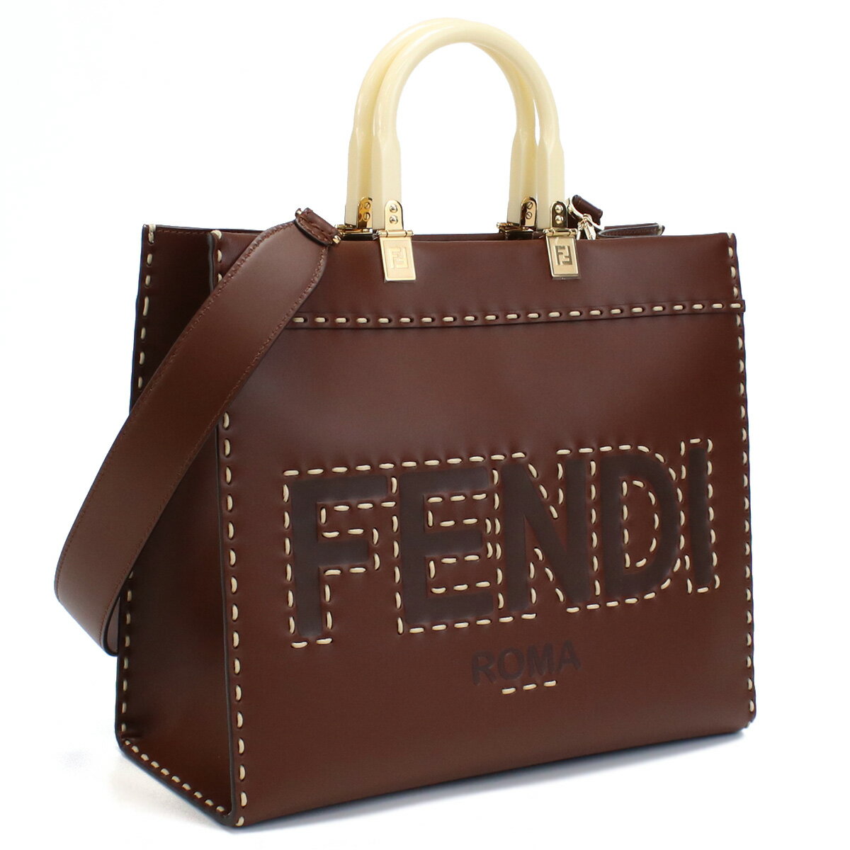 【5/18-20日限定！P10倍】フェンディ FENDI トートバッグ ブランド ロゴ ショルダー付 8BH386 AFL5 F1E8Q ブラウン系 bag-01