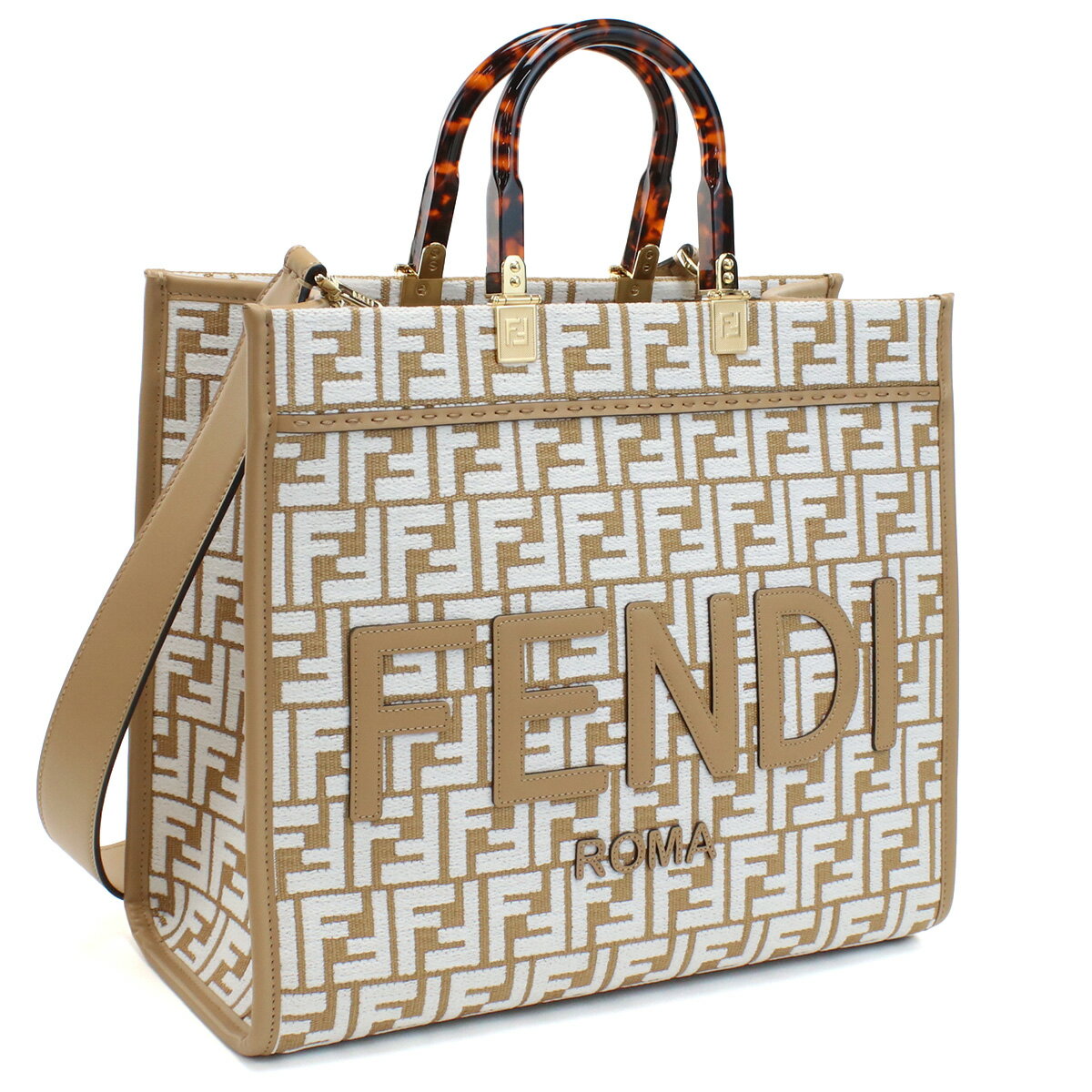 【5/18-20日限定！P10倍】フェンディ FENDI サンシャイン ミディアム 2WAY トートバッグ 8BH386　APZL　F1MB1 ブラウン系 ホワイト系 bag-01 gif-03w