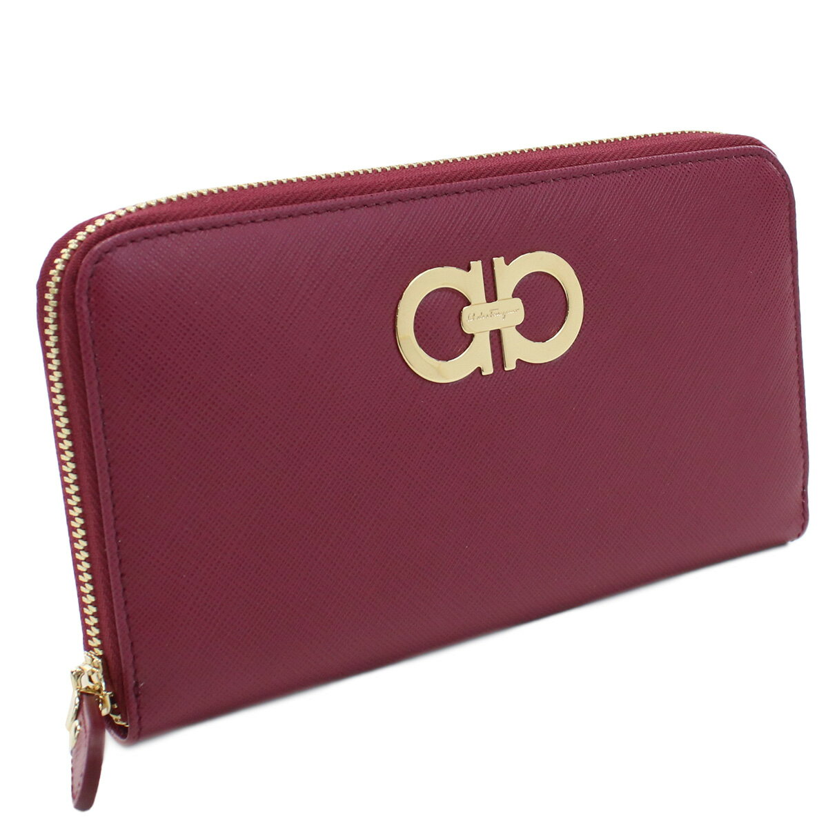 フェラガモ FERRAGAMO 長財布ラウンドファスナー ブランド ダブルガンチーニ 22-B300 0614224　VIN ピンク系 wallet-01 new-02