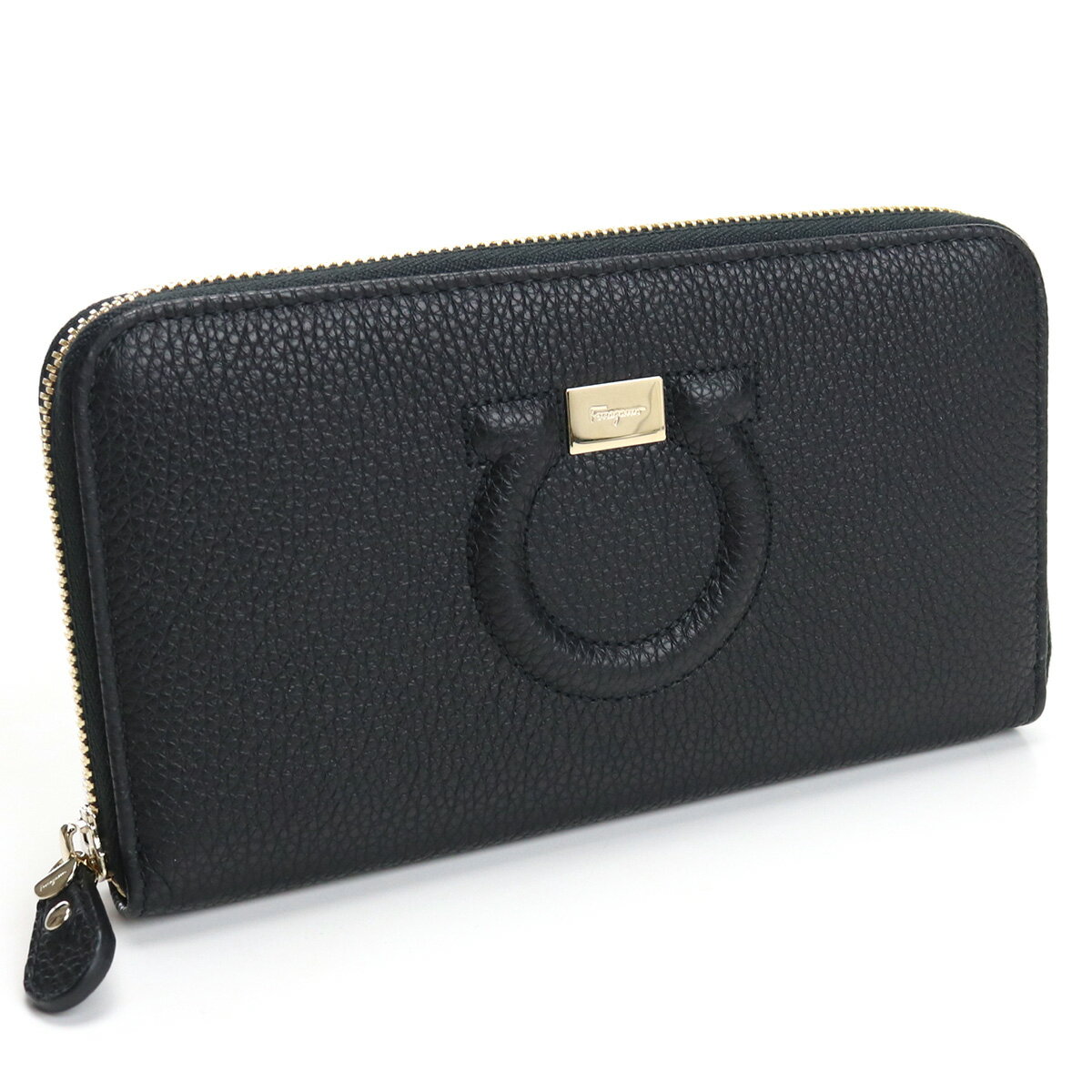 フェラガモ FERRAGAMO GANCINO CLIP ラウンドファスナー 長財布 ブランド 財布 22-C843 0736969 NERO ブラック gsw-2 gif-02w