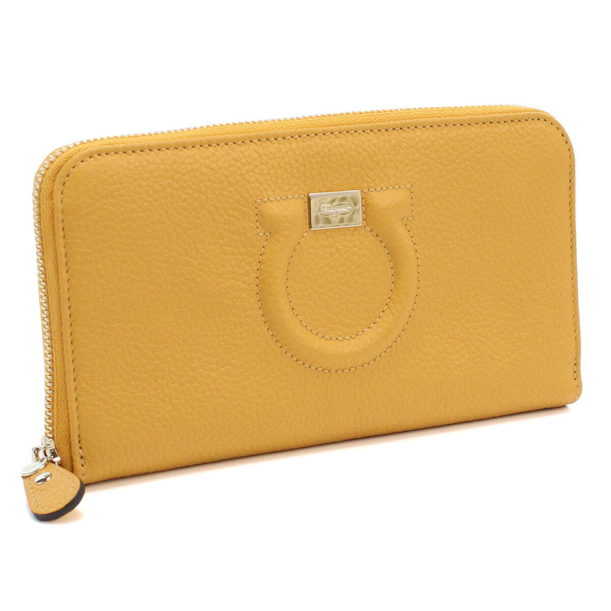 フェラガモ FERRAGAMO GANCINO CLIP 長財布 ラウンドファスナー ブランド 22-C843 0758850　LANGUR イエロー系 wallet-01 new-02