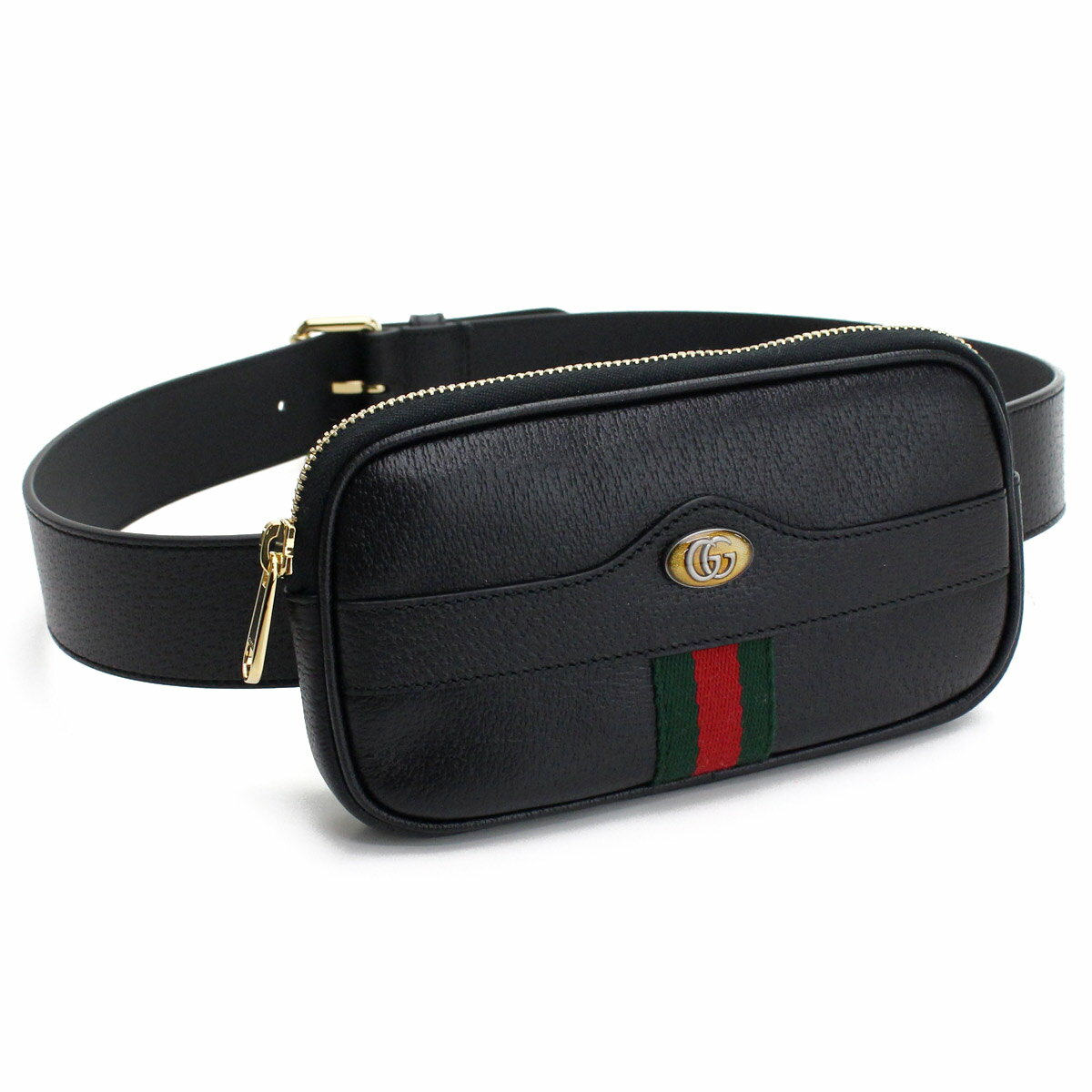 グッチ(GUCCI)ウエストバッグ　■グッチ(GUCCI)商品一覧はこちら■ 商品詳細 品名 グッチ(GUCCI) ウエストバッグ 状態 新品・未使用 品番 519308 カラー(カラーNo.) ブラック (1060)金具色:ゴールド 素材(素材No.) レザー サイズ(cm) W17.5×H10.5×D2.5cmベルト幅：約4cm穴：3穴（2.5cm間隔)サイズ最大ウエスト#8588#9093#9598（約cm）開口部：約17cm重量：約240g 仕様 ファスナー開閉内側：カードポケット×2ベルト取り外し可A4ファイル収納不可原産国：イタリア※原産国についてはその他諸外国にて生産している場合がございます。仕入れ時期によって表記と異なる場合がございます。 付属品 純正BOX、純正保護袋 ブランド『グッチ(GUCCI)』について 1923年フィレンツェで、グッチオ・グッチにより「GUCCI」は生 まれました。また、世界で初めて品質保証のためにデザイナーの名前を入れたブランドの元祖ということでも知られています。立ち上げたばかりのGUCCIが主に取り扱っ たのは、鞄とその修理であり、当時の技術が受け継がれて現在の使いやすく丈夫な鞄が出来上がっています。グッチグループは既にグッチ家の手を離れていますが、技術・伝統はしっかりと守られており、もはやそのブランドを知らない人はいないと言っても過言ではあ りません。 ※本商品はご注文のタイミングやご注文内容によっては、購入履歴からのキャンセル、変更は受け付ける事ができない場合がございます。【楽ギフ_包装】【楽ギフ_メッセ入力】【あす楽対応】グッチ(GUCCI)ウエストバッグ ■グッチ(GUCCI)商品一覧はこちら■ &nbsp;