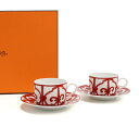 エルメス HERMES 雑貨 ガダルレッド ティーカップ ペア 11016 ホワイト系 レッド系