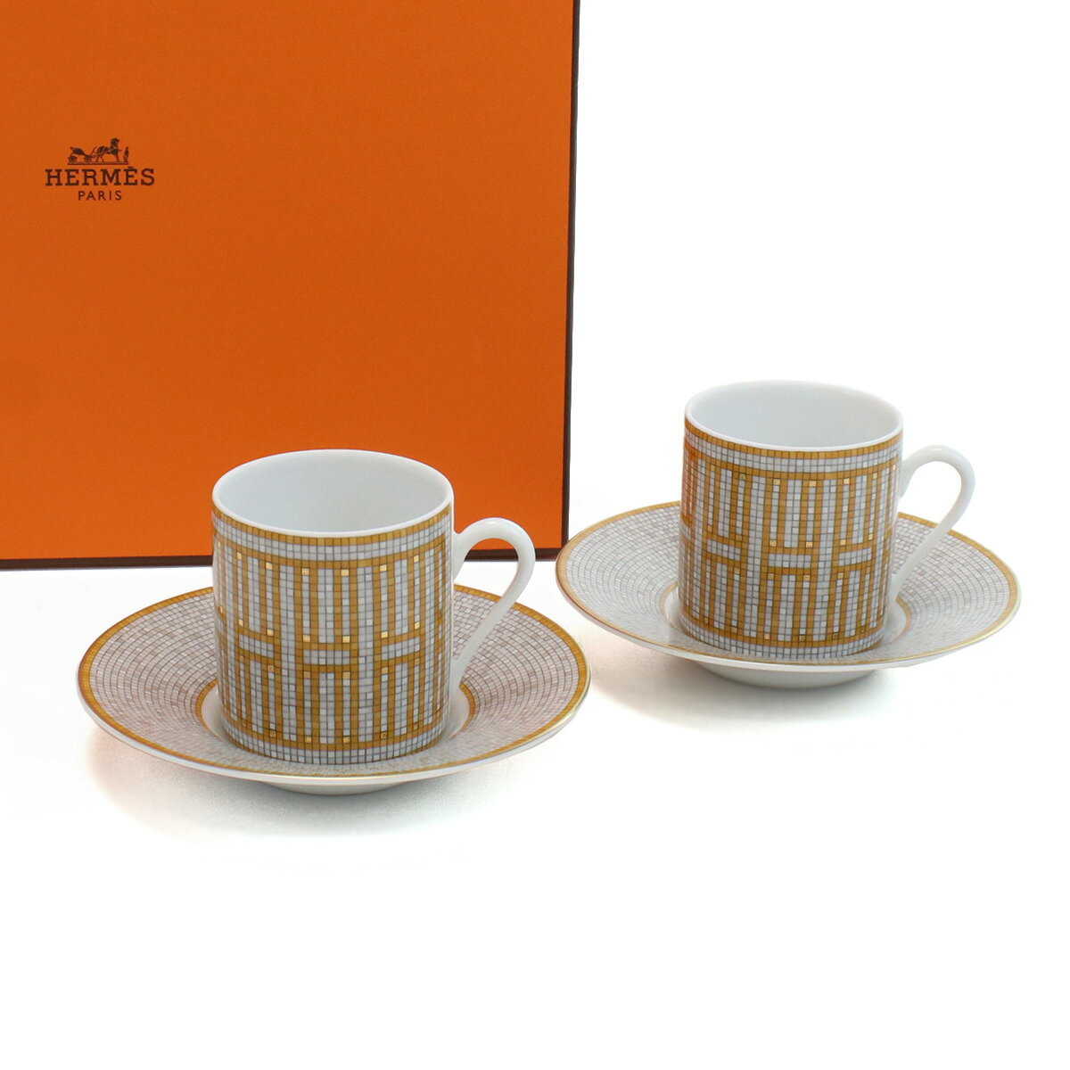 エルメス カップ エルメス HERMES 雑貨 ブランド 26017 コーヒーC-S ペア グレー系 食器 SS2406