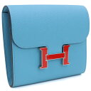 エルメス HERMES 二つ折り財布 ブランド コンスタンスコンパクトウォレット エプソン ブルー ブルー系 wallet-01 mini-01 new-02