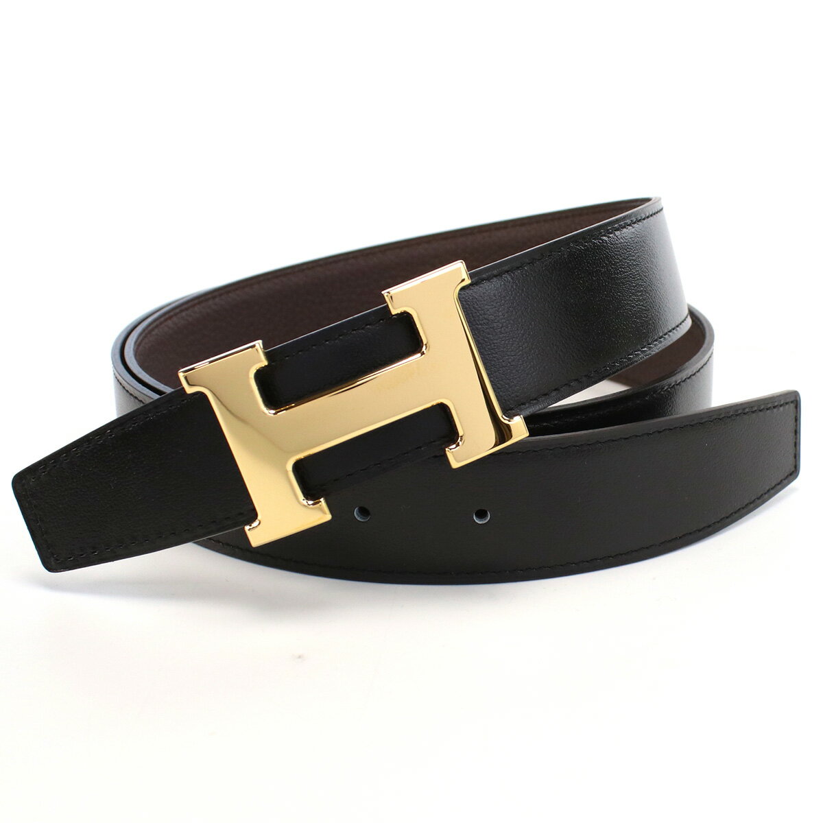 エルメス HERMES メンズベルト ブランド Hロゴ H BOXカーフ-トゴ NOIR-ショコラ ブラック ブラウン系 belt-01 gif-04mのサムネイル