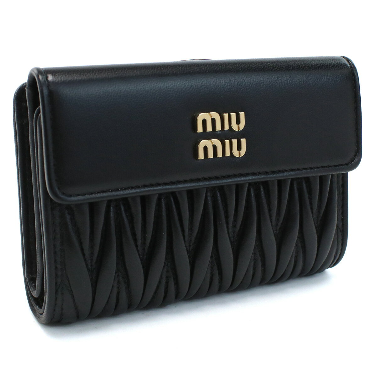 ミュウミュウ 革財布 レディース ミュウミュウ MIUMIU 三折財布小銭入付き　ブランド　マテラッセ 5ML225　2FPP　F0002 NERO ブラック　wallet-01 new-02