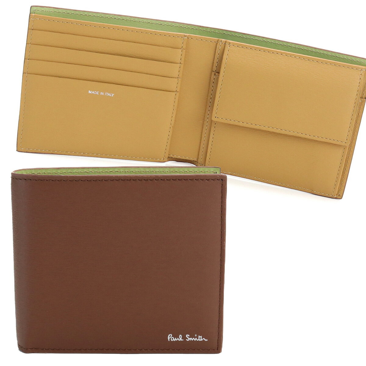 ポールスミス Paul Smith 二折財布小銭入付き　ブランド M1A4833　LSTRGS　62 BROWN ブラウン系　gsm-2　wallet-01 父の日