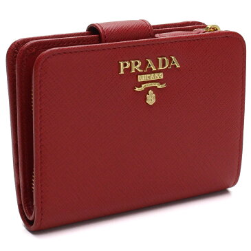 プラダ PRADA サフィアーノ メタル 2つ折り 財布 小銭入れ付き 1ML018 QWA F068Z FUOCO レッド系 レディース