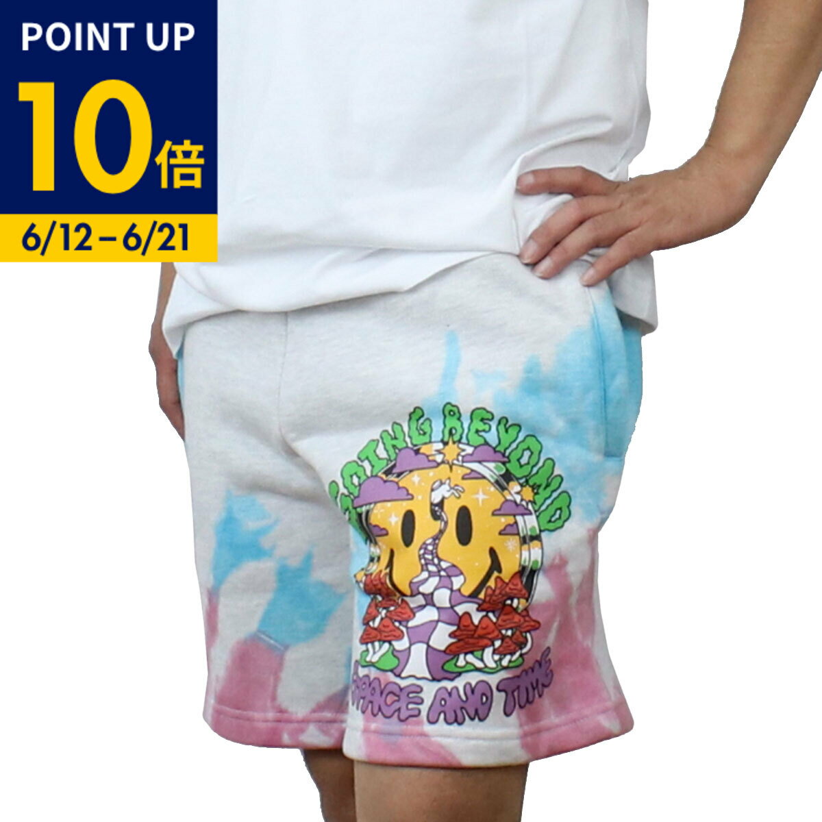 乐天商城 - 【父の日ポイント10倍】MARKET マーケット ハーフパンツ 395000479 PURPLE TIEDYE メンズ マルチカラー