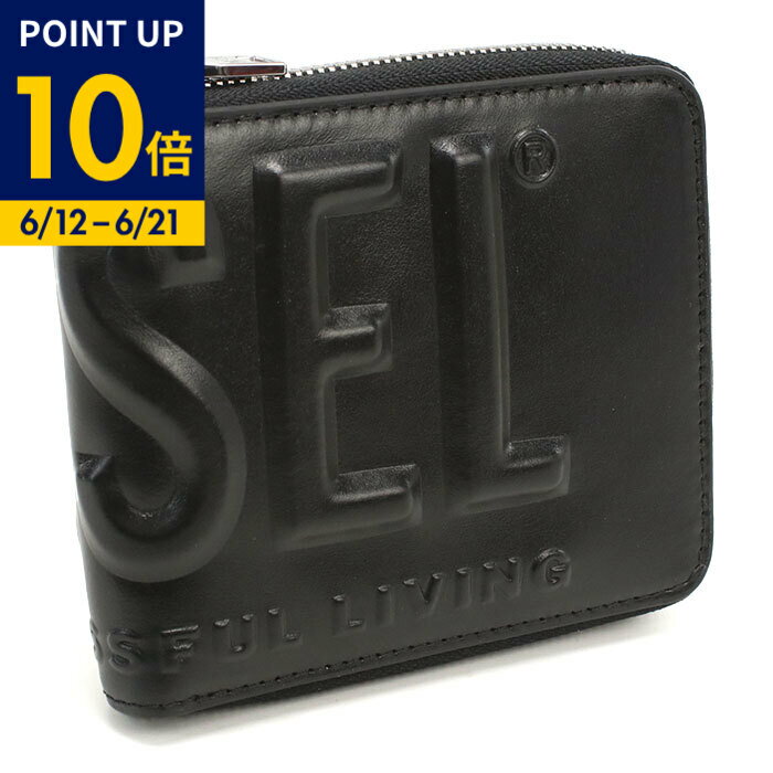 Rakuten - 【父の日ポイント10倍】DIESEL ディーゼル ラウンドファスナー財布 ロゴ X10007 PR818 T8013 メンズ ブラック