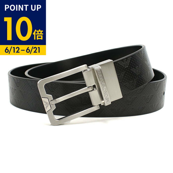 Rakuten - 【父の日ポイント10倍】EMPORIO ARMANI エンポリオアルマーニ リバーシブル ベルト Y4S502 Y221E 81386 メンズ ブラック