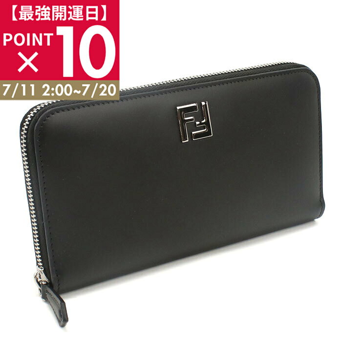 【父の日ポイント10倍】FENDI フェンディ FFスクエア 長財布 ラウンドファスナー 7M0210 AFF2 F0GXN メンズ ブラック