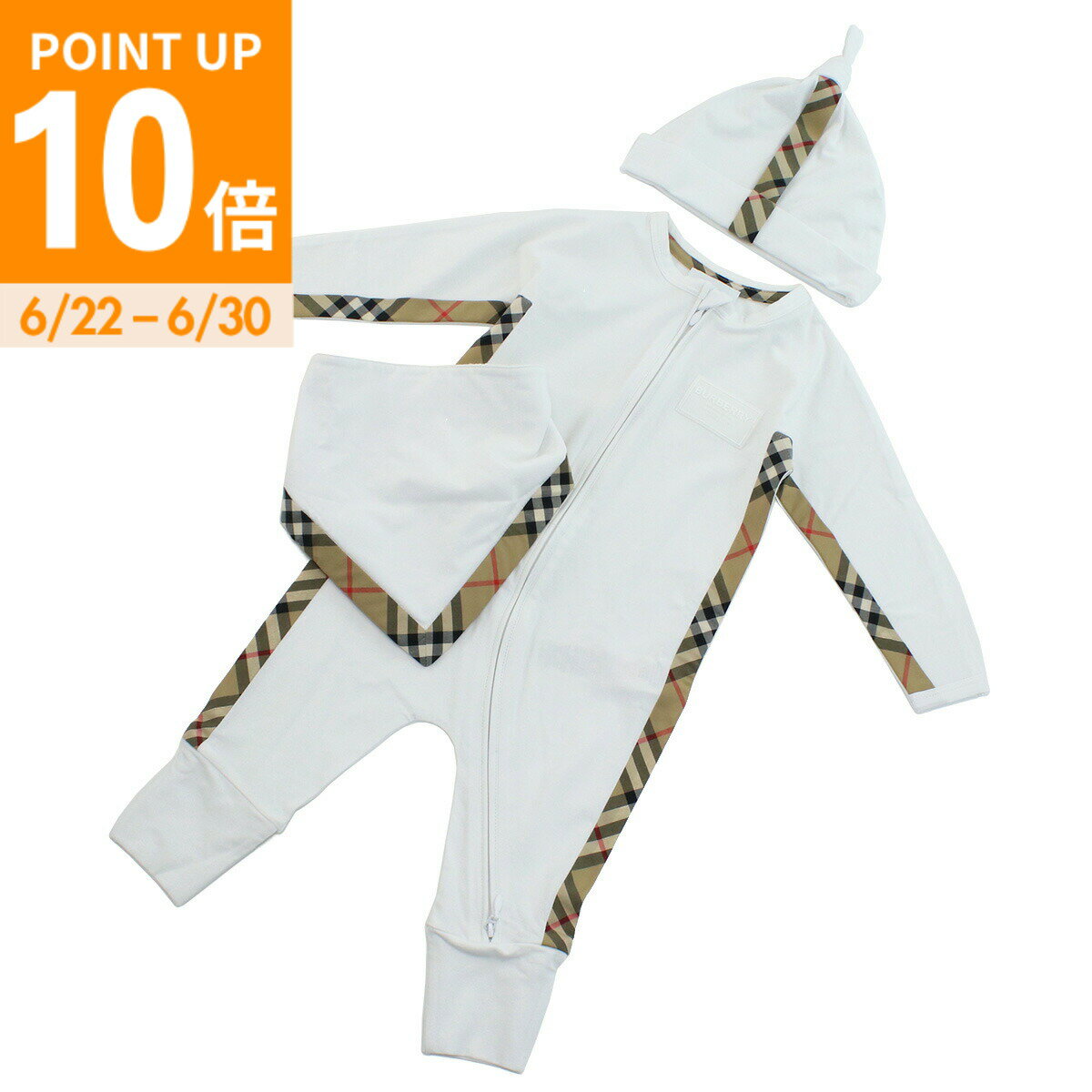 乐天商城 - 【ポイント10倍！6/22-30迄】BURBERRY バーバリー ロンパース 8070264 A1464 ベビー ホワイト