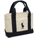 ラルフローレン (RALPH LAUREN) SCHOOL TOTE SMALL II ポニー刺繍 スクールトート トートバッグ 959032A IVORY/NAVY ホワイト系 ネイビー系 レディース