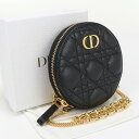 【中古美品】Dior ディオール ショルダー S5092 UWHC ラウンド チェーンショルダーポーチ ディオール カロ レディース ブラック