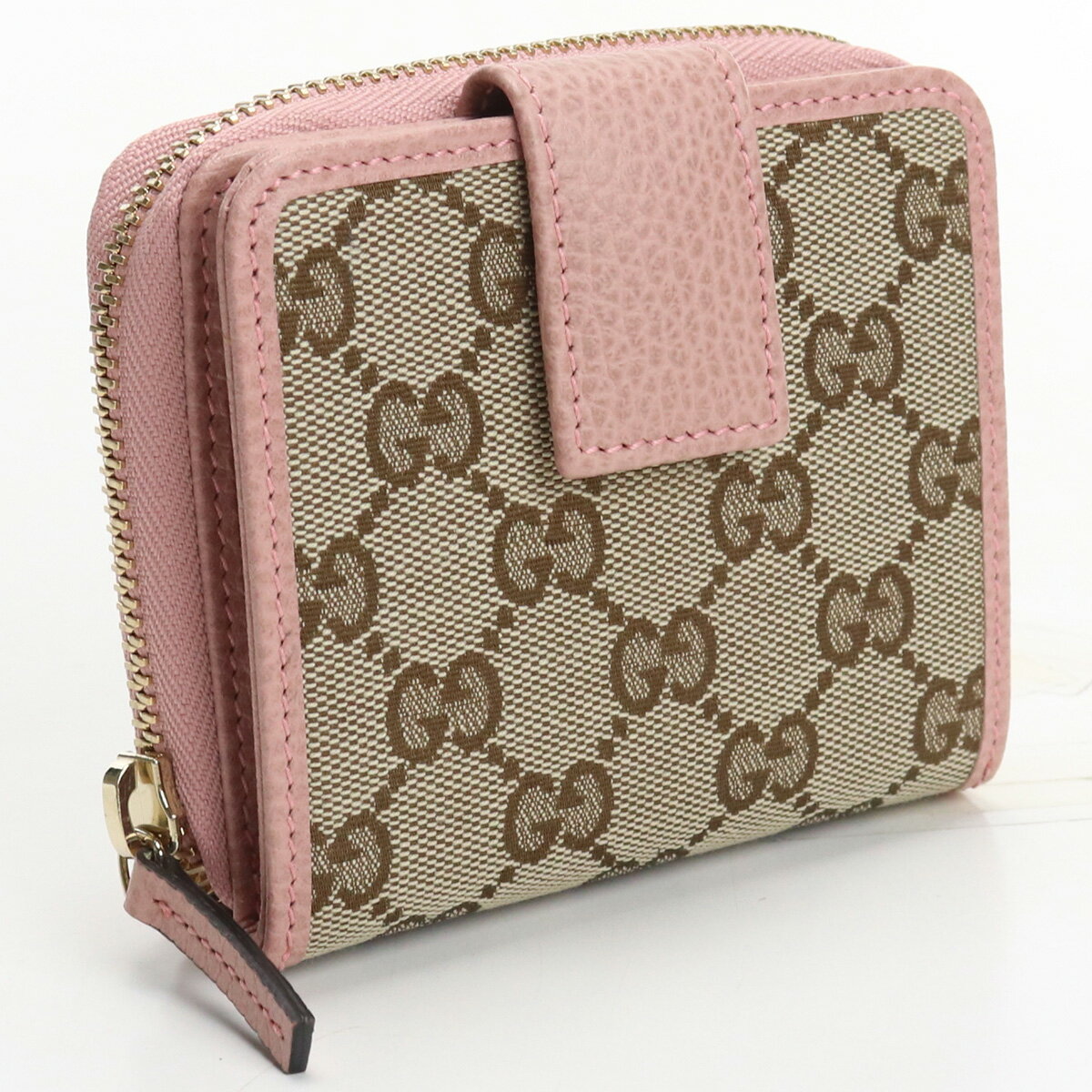 【中古美品】グッチ(GUCCI) GGキャンバス 2つ折り財布 キャンバス 346056 KY9LG 8609 ピンク【ランク：S】 us-1