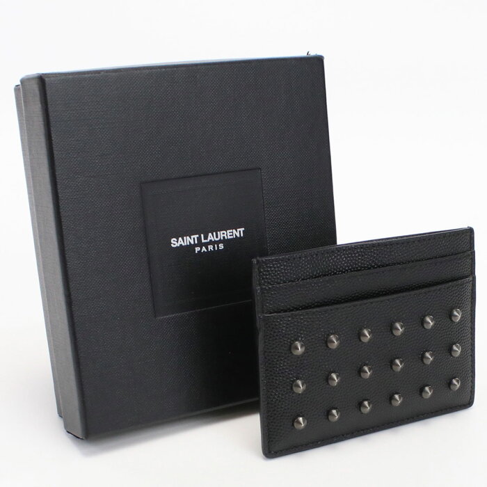 【中古良品】サンローラン(SAINT LAURENT) スタッズカードケース レザー 374959 ブラック【ランク：A】 us-2