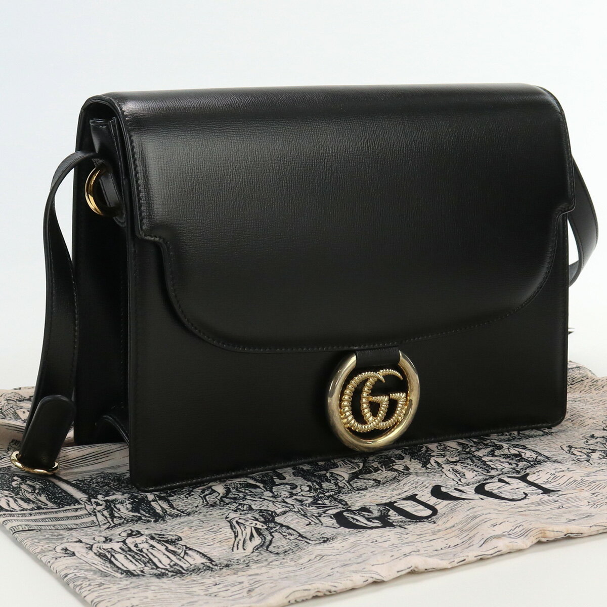 【中古・未使用】グッチ(GUCCI) GGロゴショルダーバッグ　ブランド　 レザー 589471 ブラック系　【ランク：S】 us-1 レディース