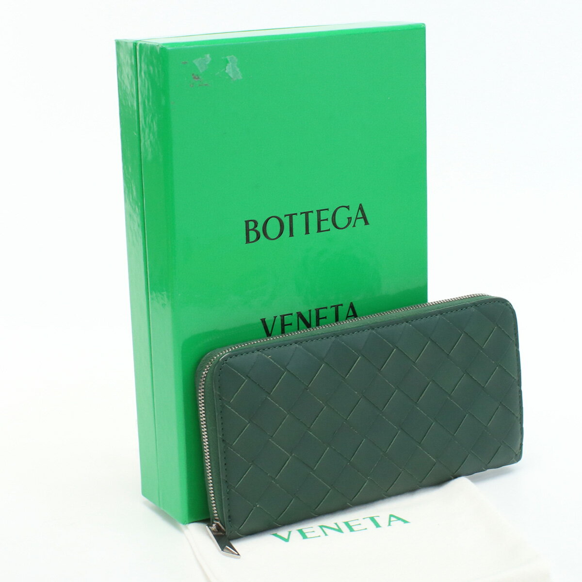 【中古良品】ボッテガヴェネタ(BOTTEGA VENETA) イントレチャート ジップアラウンドウォレット 長財布 ブランド カーフスキン 【ランク：A】 us-2 メンズ