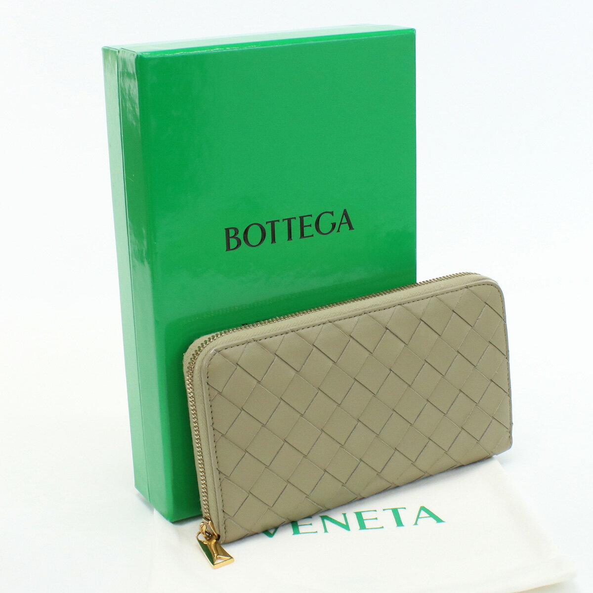 【中古良品】ボッテガヴェネタ(BOTTEGA VENETA) イントレチャート ジップアラウンドウォレット 長財布 ブランド ラムスキン 【ランク：A】 us-2 レディース