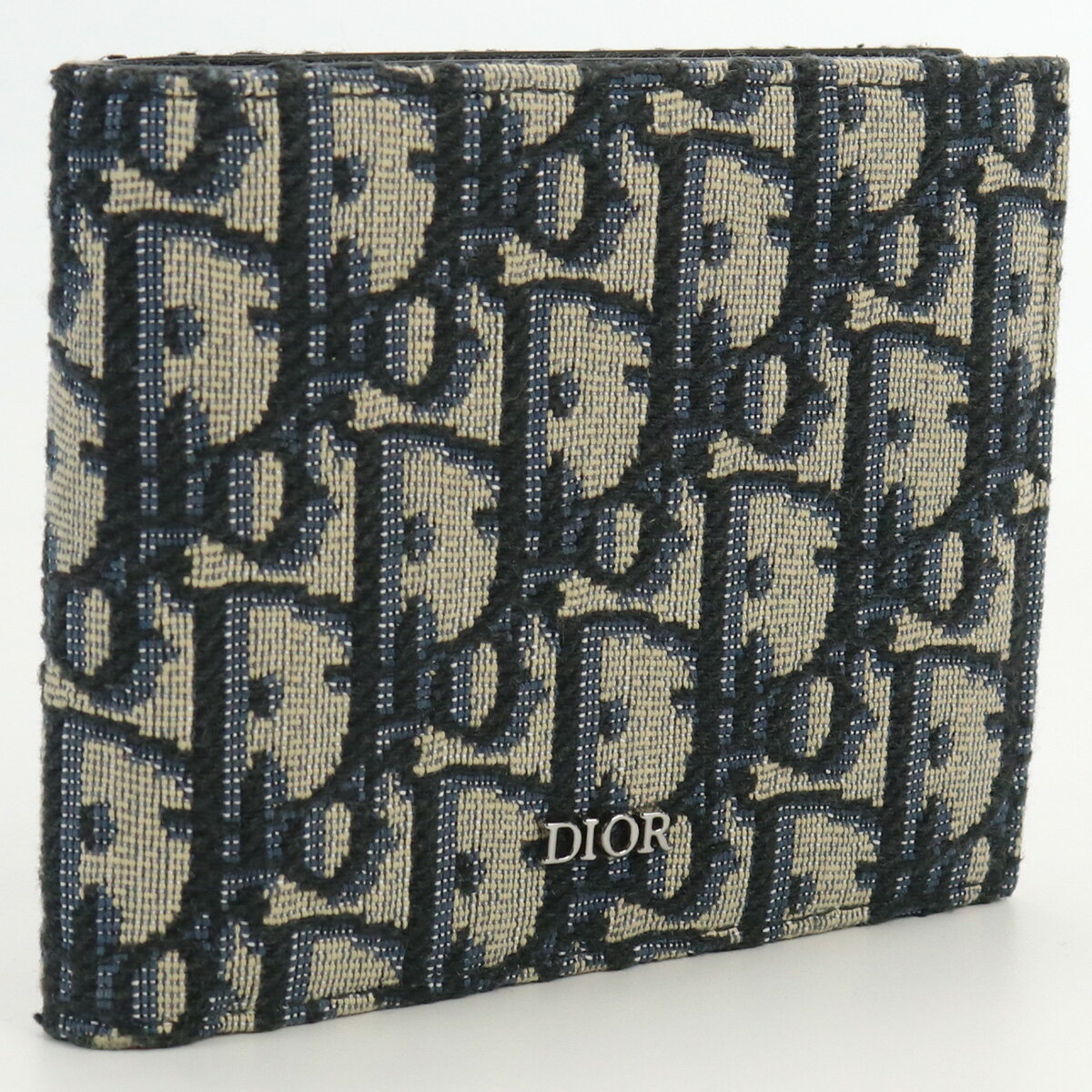 【中古良品】ディオール(Christian Dior) ディオールオブリーク コインケース付きウォレット 財布 ジャガード ブランド 2OBBC027 YSE H05E ネイビー系【ランク：A】 us-2 メンズ