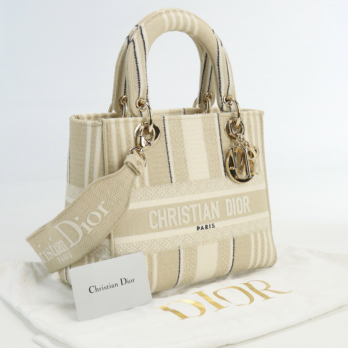 ディオール(Christian Dior) レディディオール キャンバス　ハンドバッグ　ブランド M05650JAT ベージュ系 us-2 2WAY ショルダー レディース