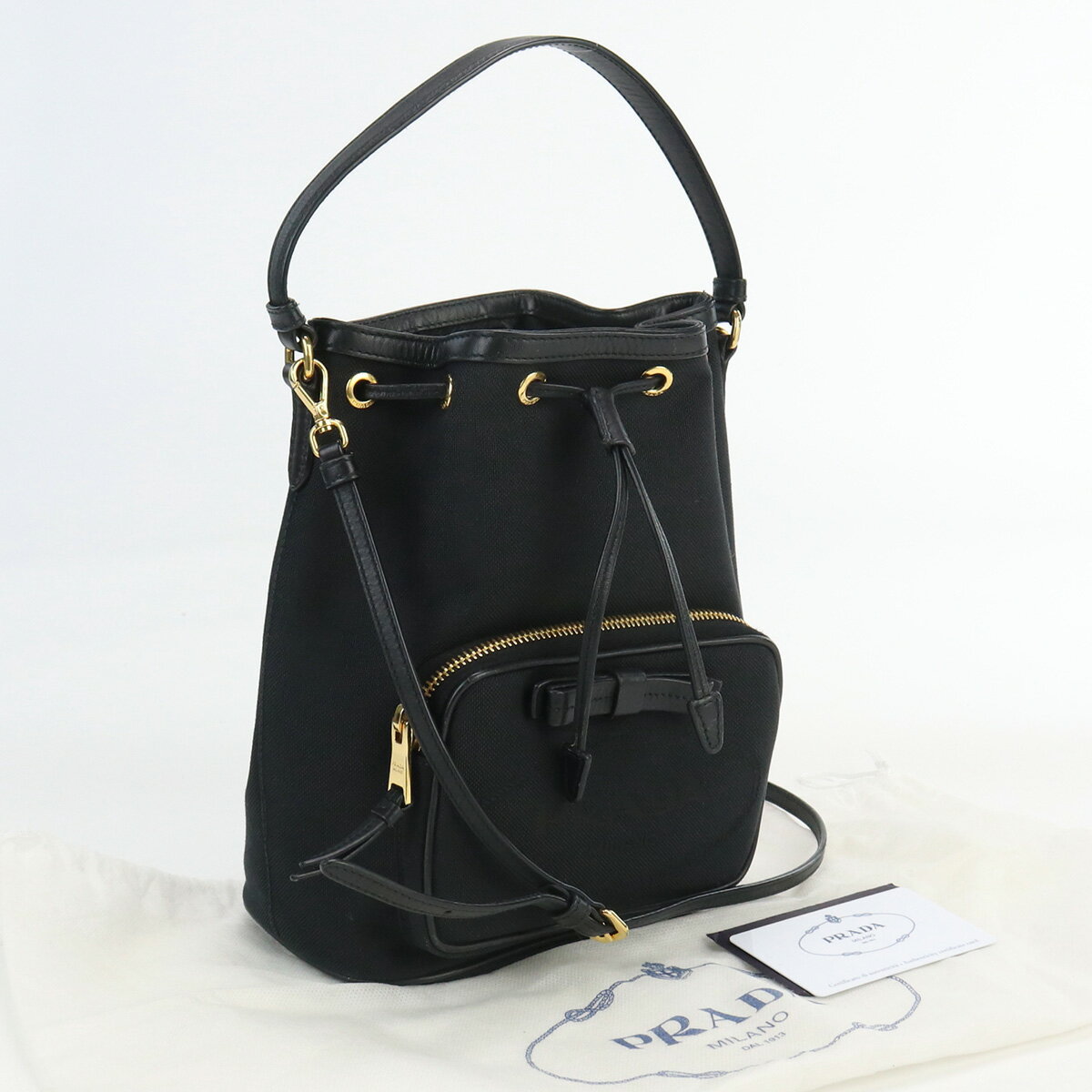 【中古良品】プラダ(PRADA) ロゴジャガード2WAYバッグ ナイロン 1BH038 UCW F0002 ブラック系　【ランク：A】 us-2 2WAY ショルダー レディース