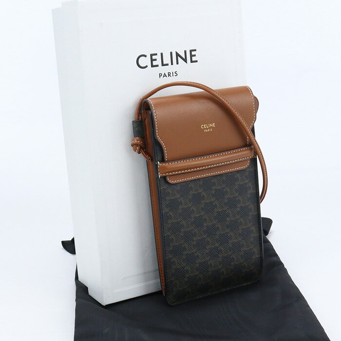 【中古良品】セリーヌ(CELINE) トリオンフキャンバス フラップ付きモバイルポーチ ブランド ショルダー 10G332CQD 04LU 【ランク：A】 us-2 レディース SS2406