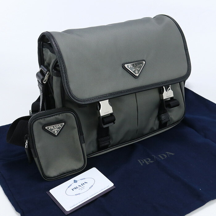 【中古良品】プラダ(PRADA) ショルダーバッグ　ブランド ナイロン 2VD769 064 F0H16 グレー系　【ランク：A】 us-2 メンズ