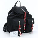 【中古良品】プラダ(PRADA) スタッズ　バックパック ナイロン 1BZ811 2BYB F0D9A ブラック系　【ランク：A】 us-2 レディース