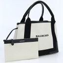 【中古良品】バレンシアガ(BALENCIAGA) ネイビー スモールカバス コットン 339933 ホワイト系　【ランク：A】 us-2 レディース