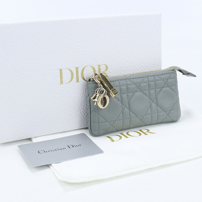 【中古良品】ディオール(Christian Dior) レディディオール ジップ キーケース ラムスキン グレー系　【ランク：A】 us-2 レディース