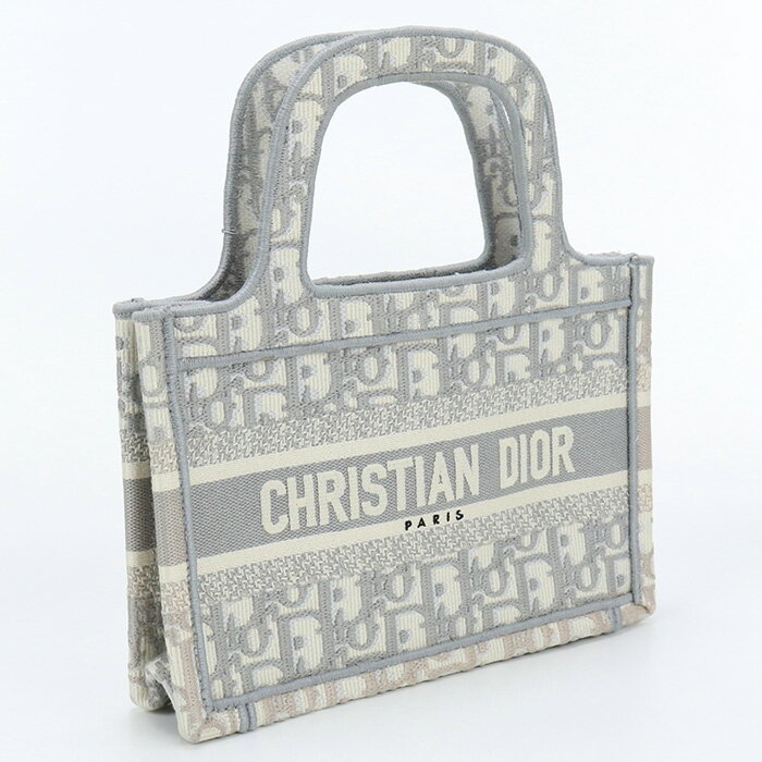 【中古良品】ディオール(Christian Dior) ブックトート バッグ ミニ ジャガード グレー系　【ランク：A】 us-2 レディース