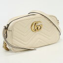 【中古良品】グッチ(GUCCI) GGマーモント キルティングスモールショルダー レザー 447632 ホワイト系　【ランク：A】 us-2 レディース